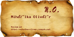 Mihálka Olivér névjegykártya